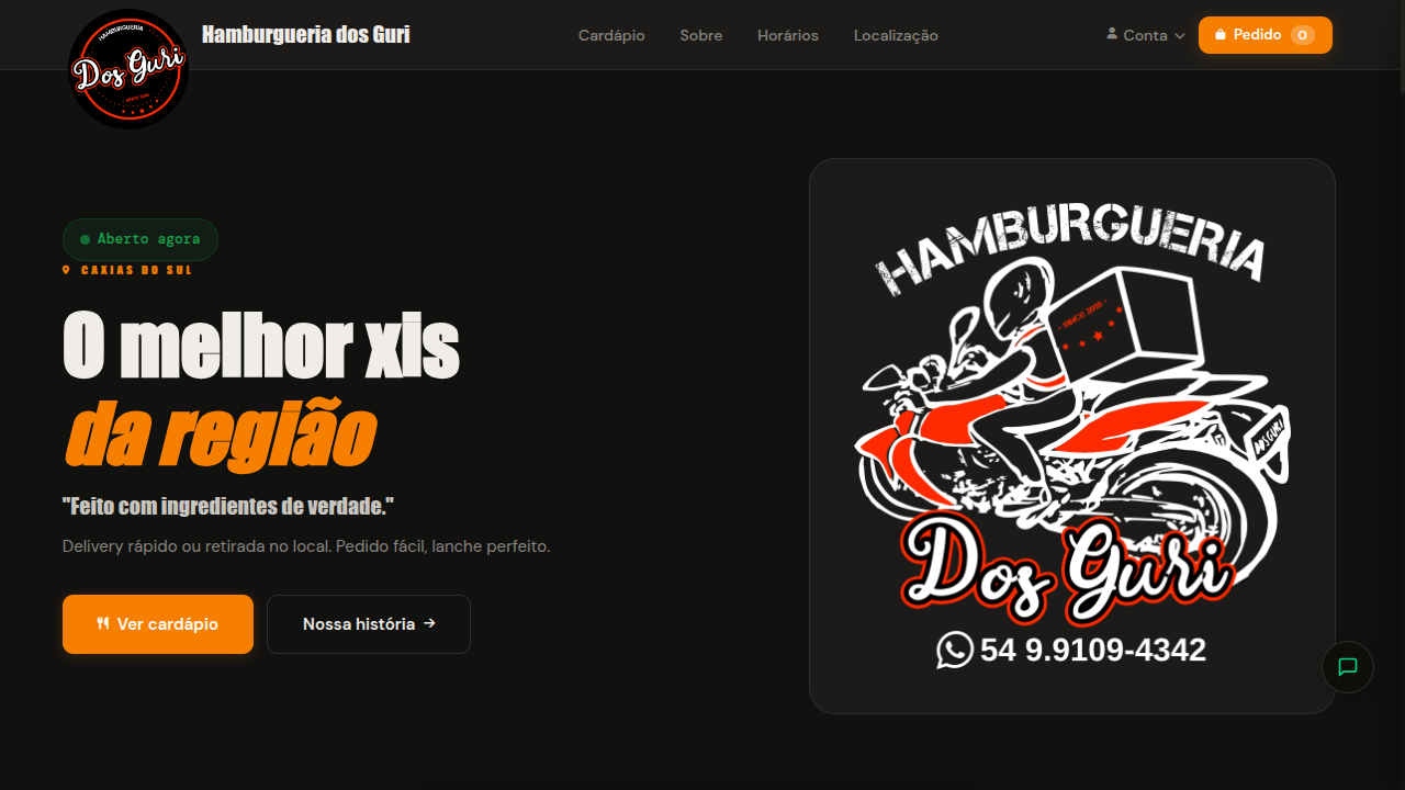 Print do site hamburgueriadosguri.com.br