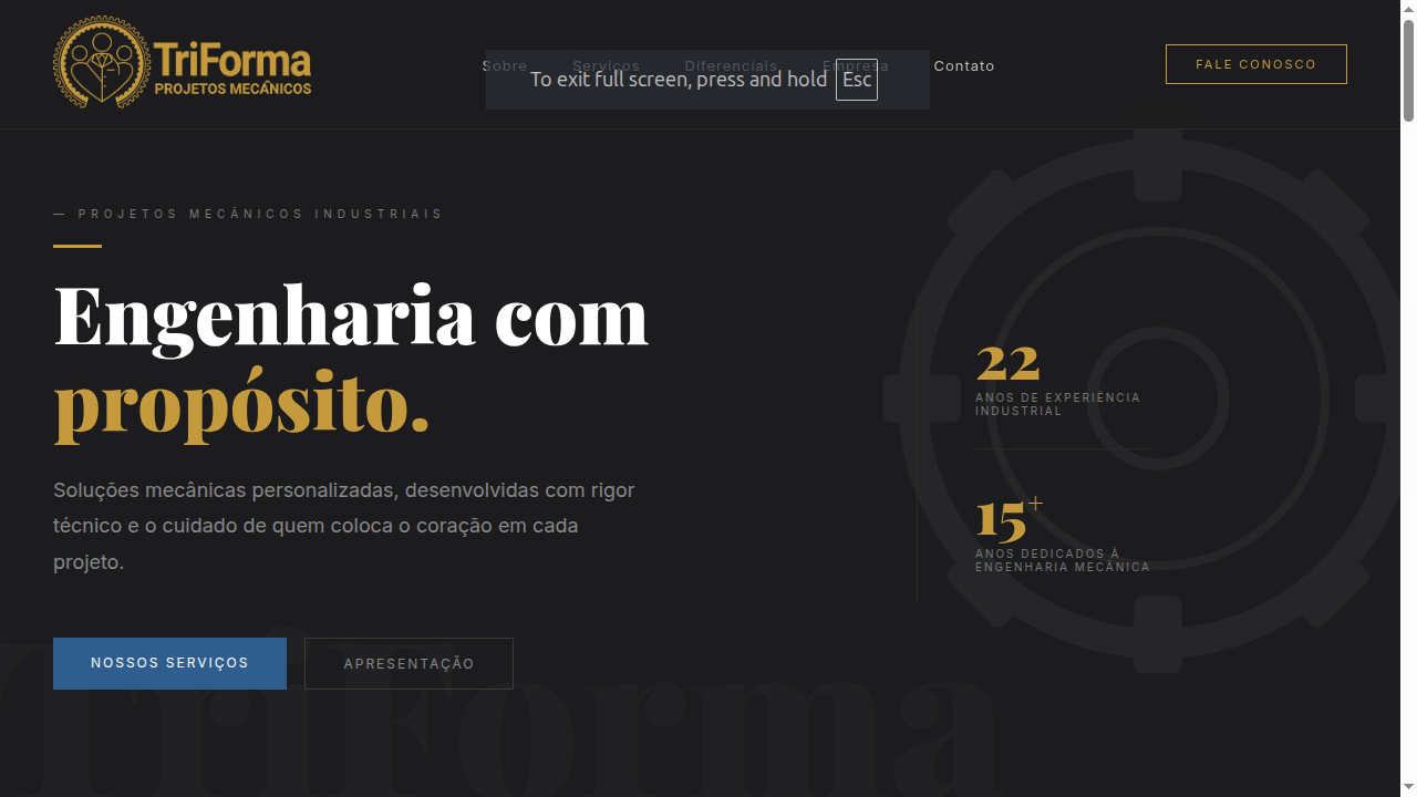 Print do site triformaprojetos.com.br
