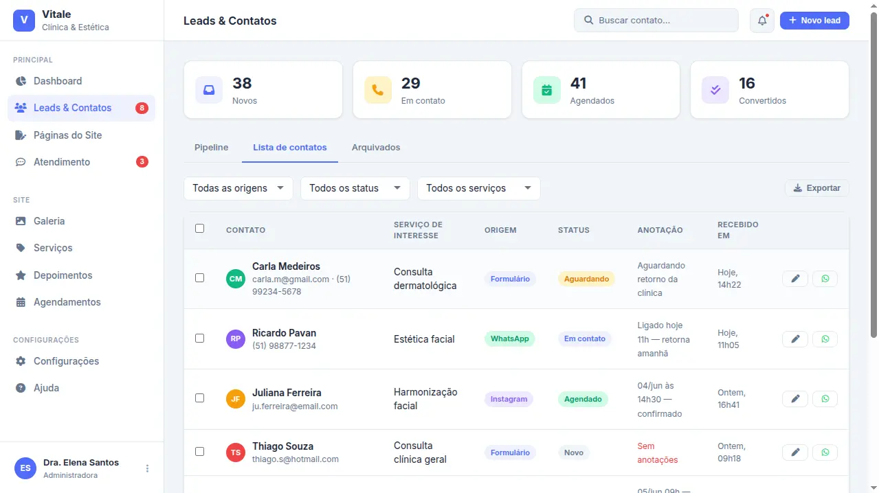 Contatos e leads